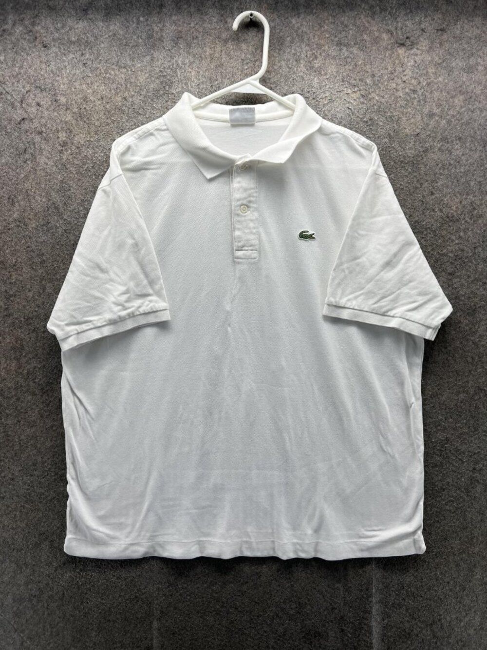 Lacoste Polo Shirt Mens 7 White Solid Cotton Classic Fit Short Sleeve Casual